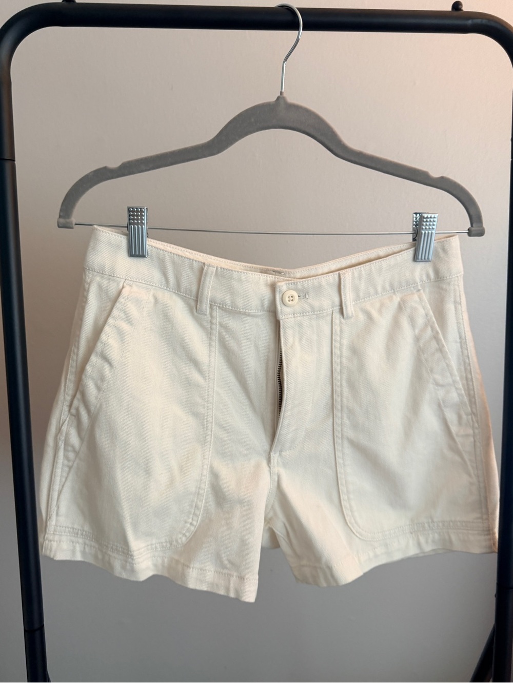 Quince Cream High-Rise Cotton Jean Shorts